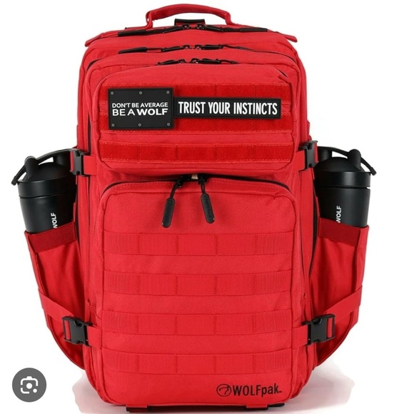 Wolfpak | Bags | Red Tactical Backpack With Molle Webbing And ...